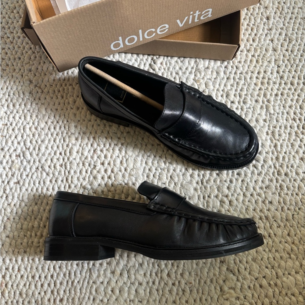 Dolce Vita Black Leather Penny Loafers - Picture 2 of 2
